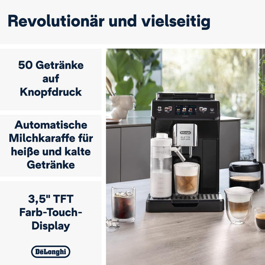 De'Longhi Eletta Explore Cold Brew ECAM452.67.G, Automatyczny Ekspres do Kawy z Systemem LatteCrema Hot i Cool, Technologia Cold Extraction, w Zestawie Dzbanek do Kawy, Ciemnoszary