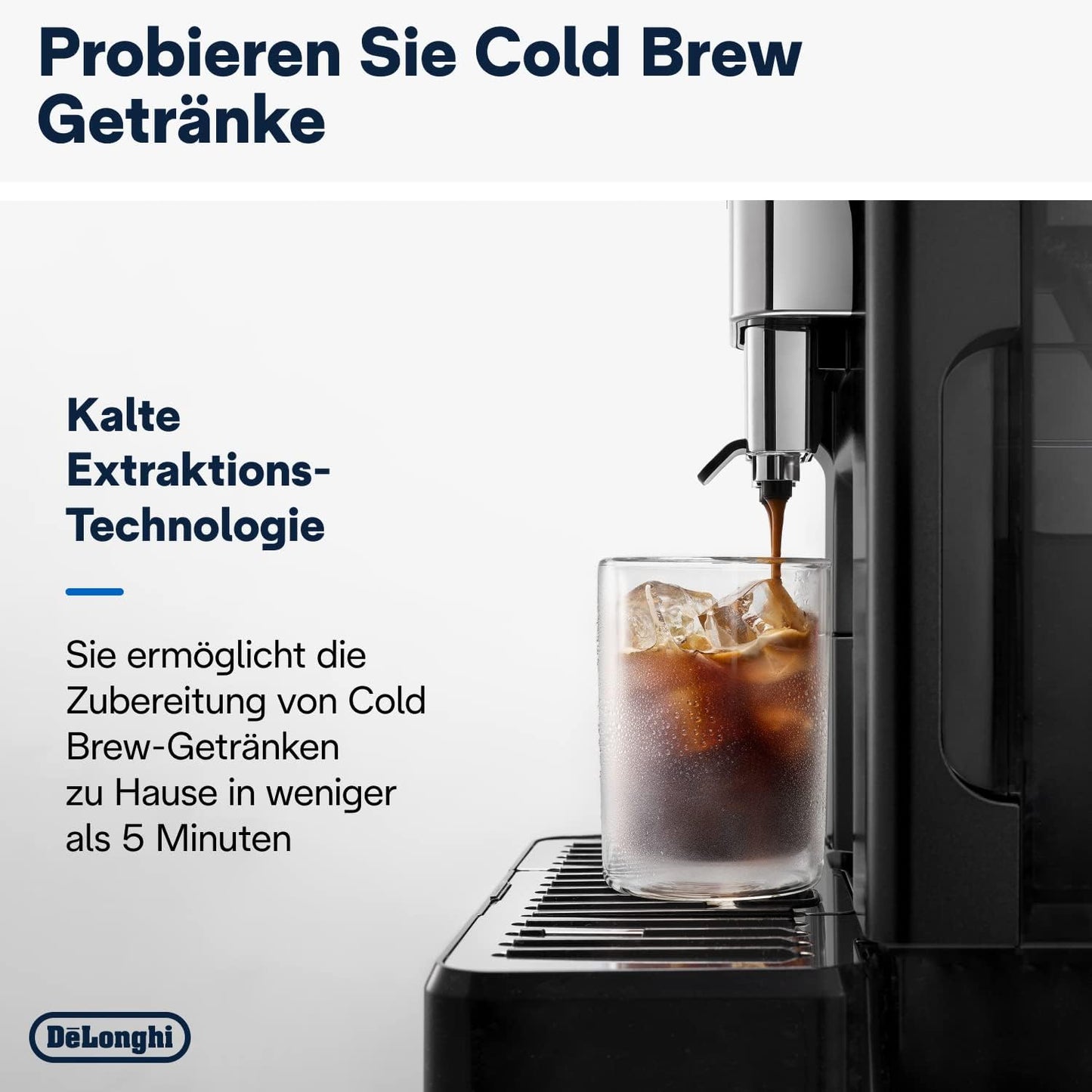 De'Longhi Eletta Explore Cold Brew ECAM452.67.G, Automatyczny Ekspres do Kawy z Systemem LatteCrema Hot i Cool, Technologia Cold Extraction, w Zestawie Dzbanek do Kawy, Ciemnoszary